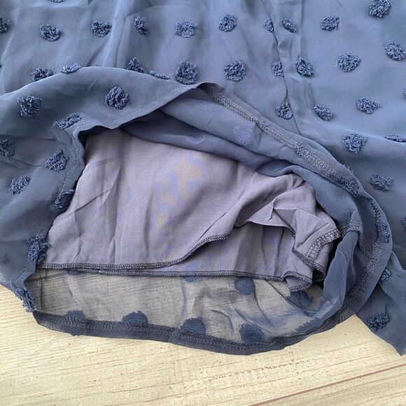 BTFBM fully lined v-cut short sleeve romper w/fabric appliqués navy blue sz L - Picture 6 of 12